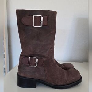 Zara brown suede bucke boots Size 8